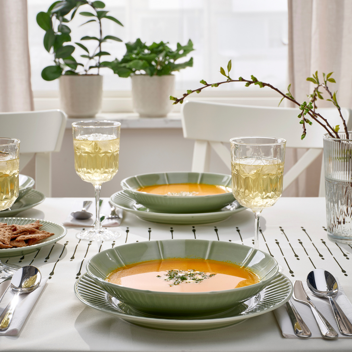 STRIMMIG deep plate stoneware pale grey-green - IKEA