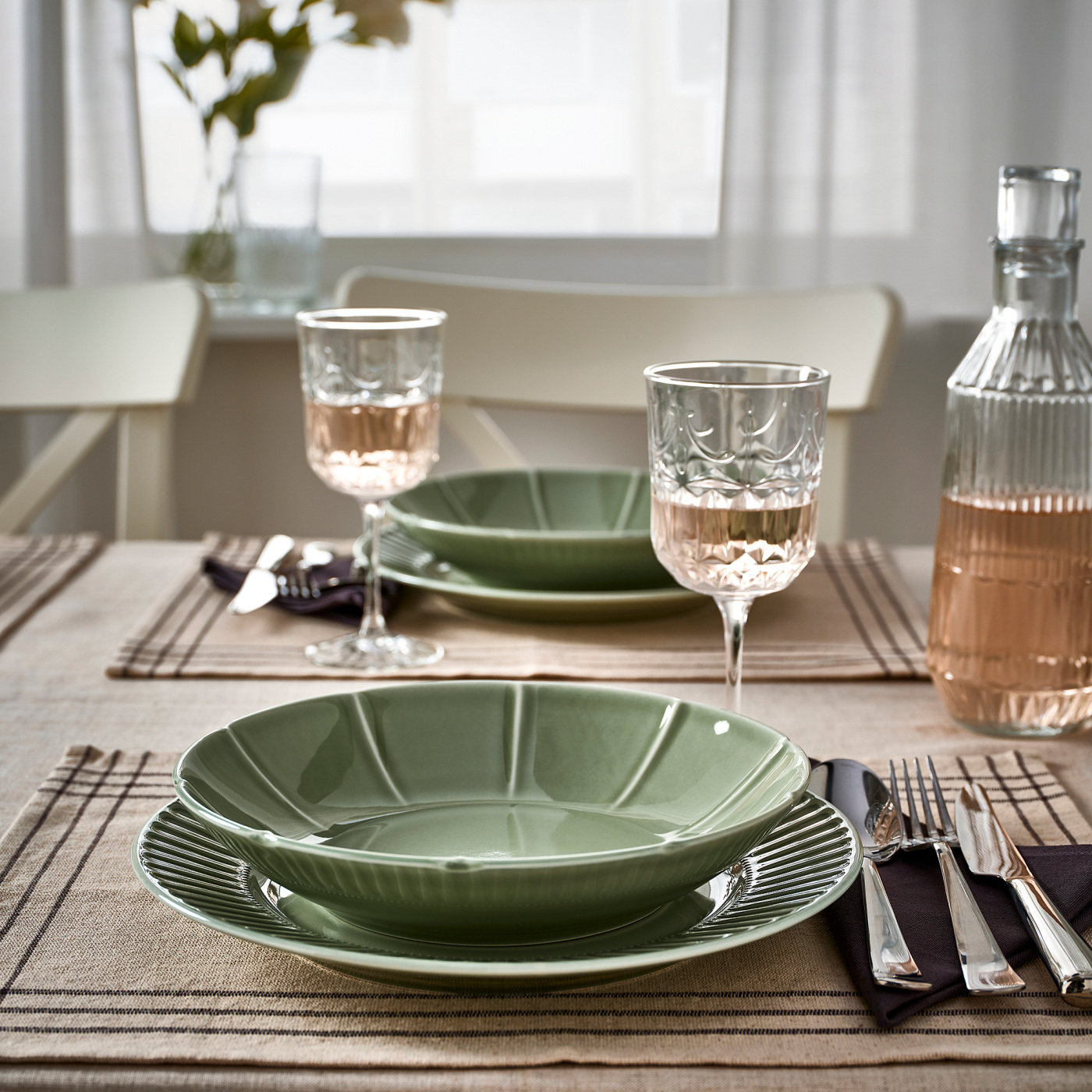 STRIMMIG deep plate stoneware pale grey-green - IKEA