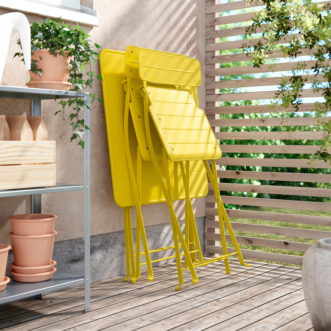 SUNDSÖ folding chair bright yellow outdoor - IKEA