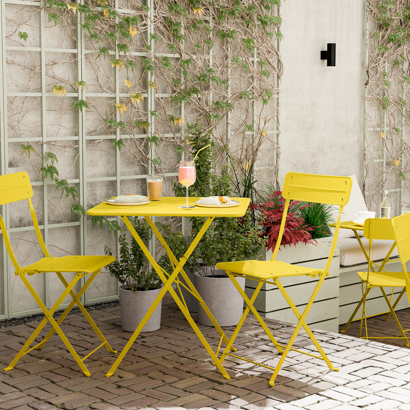 SUNDSÖ folding chair bright yellow outdoor - IKEA