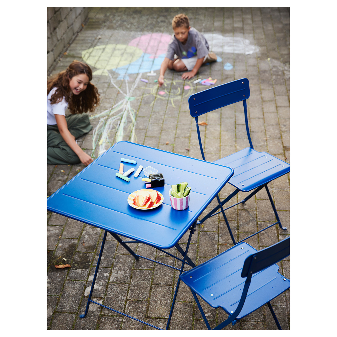 SUNDSÖ folding chair dark blue outdoor - IKEA
