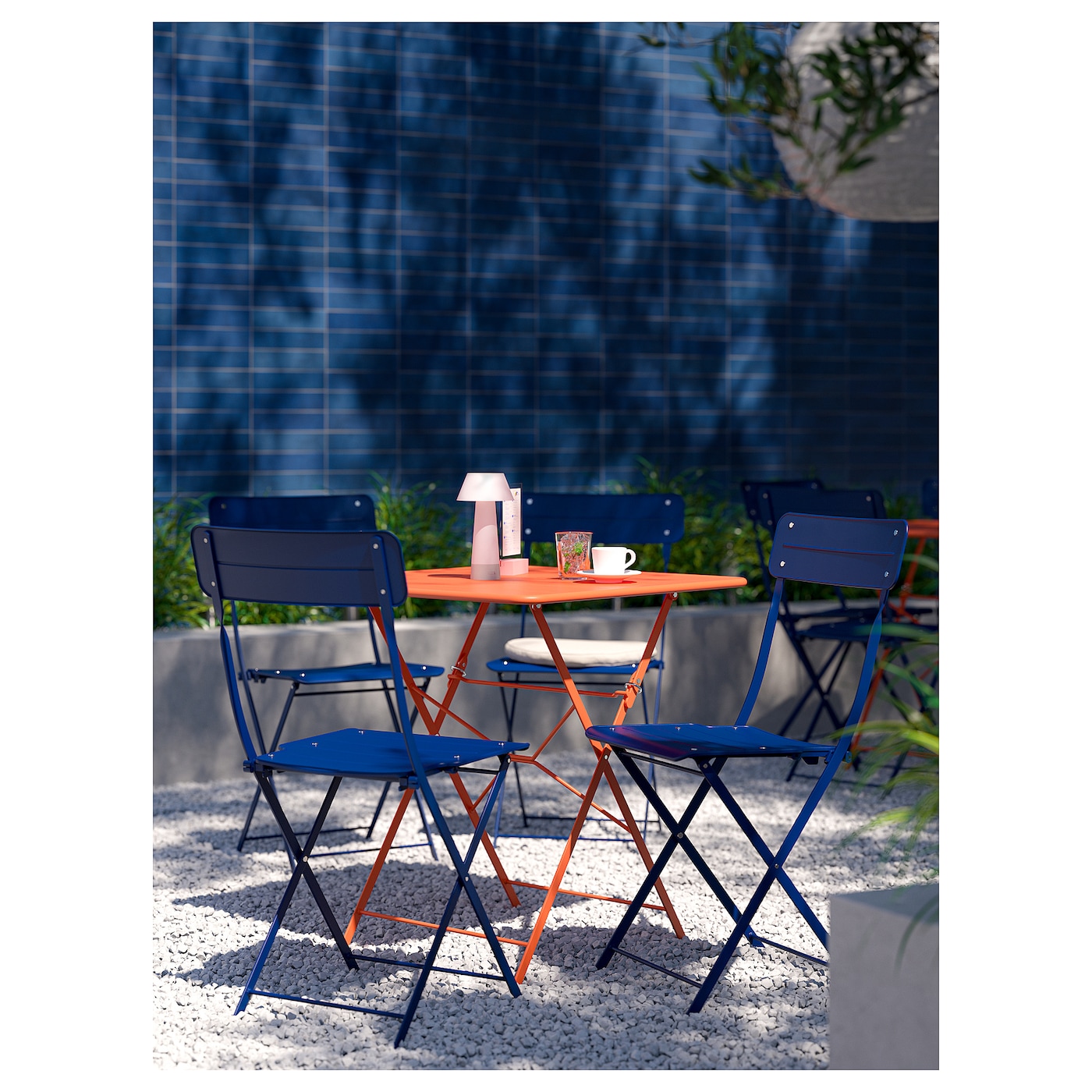 SUNDSÖ folding chair dark blue outdoor - IKEA