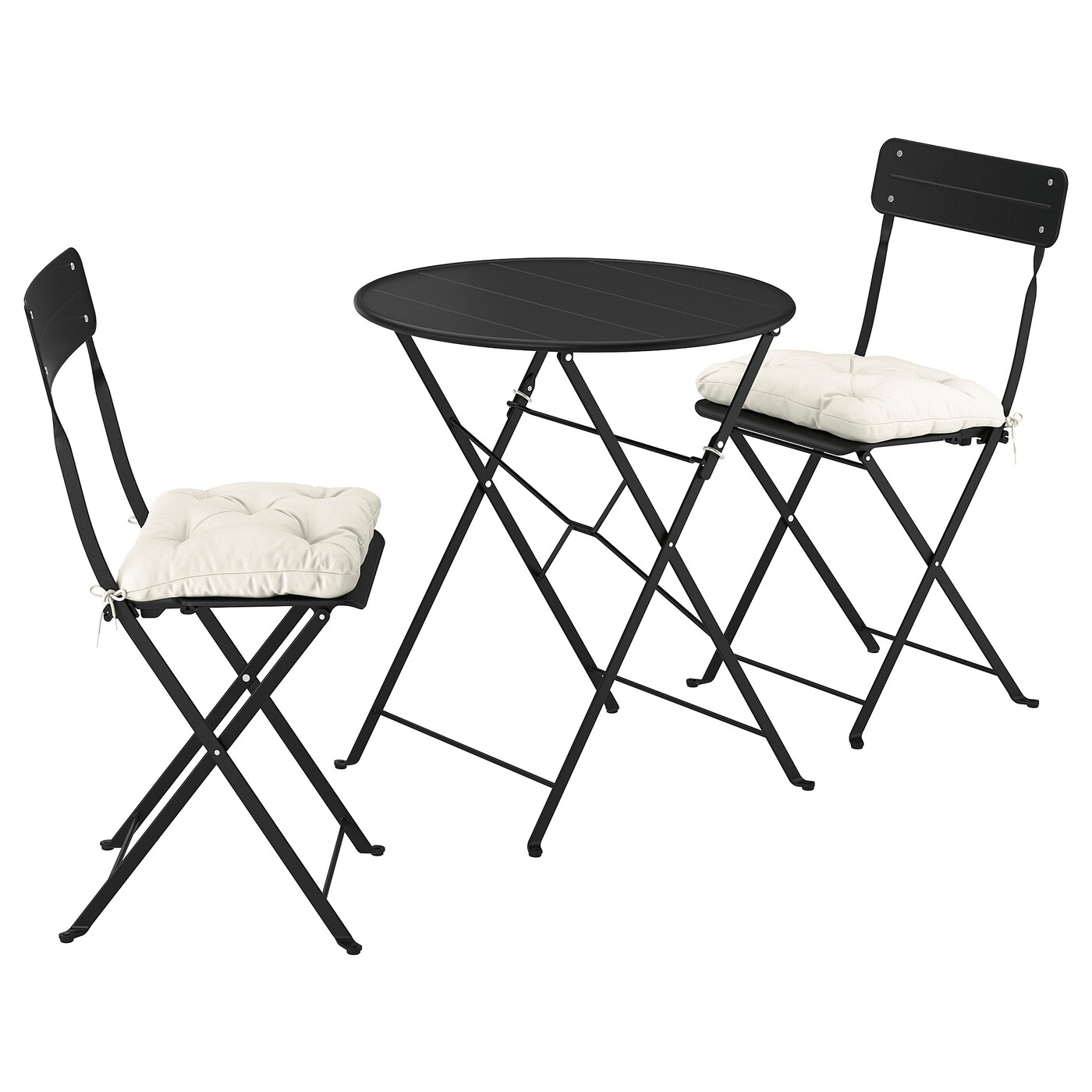 SUNDSÖ table and 2 folding chairs outdoor anthracite