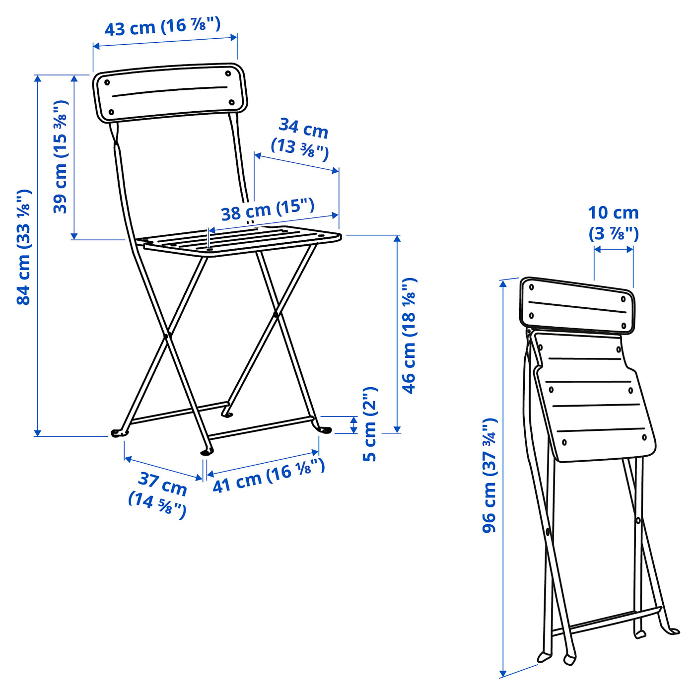 SUNDSÖ table and 2 folding chairs outdoor bright orange/bright