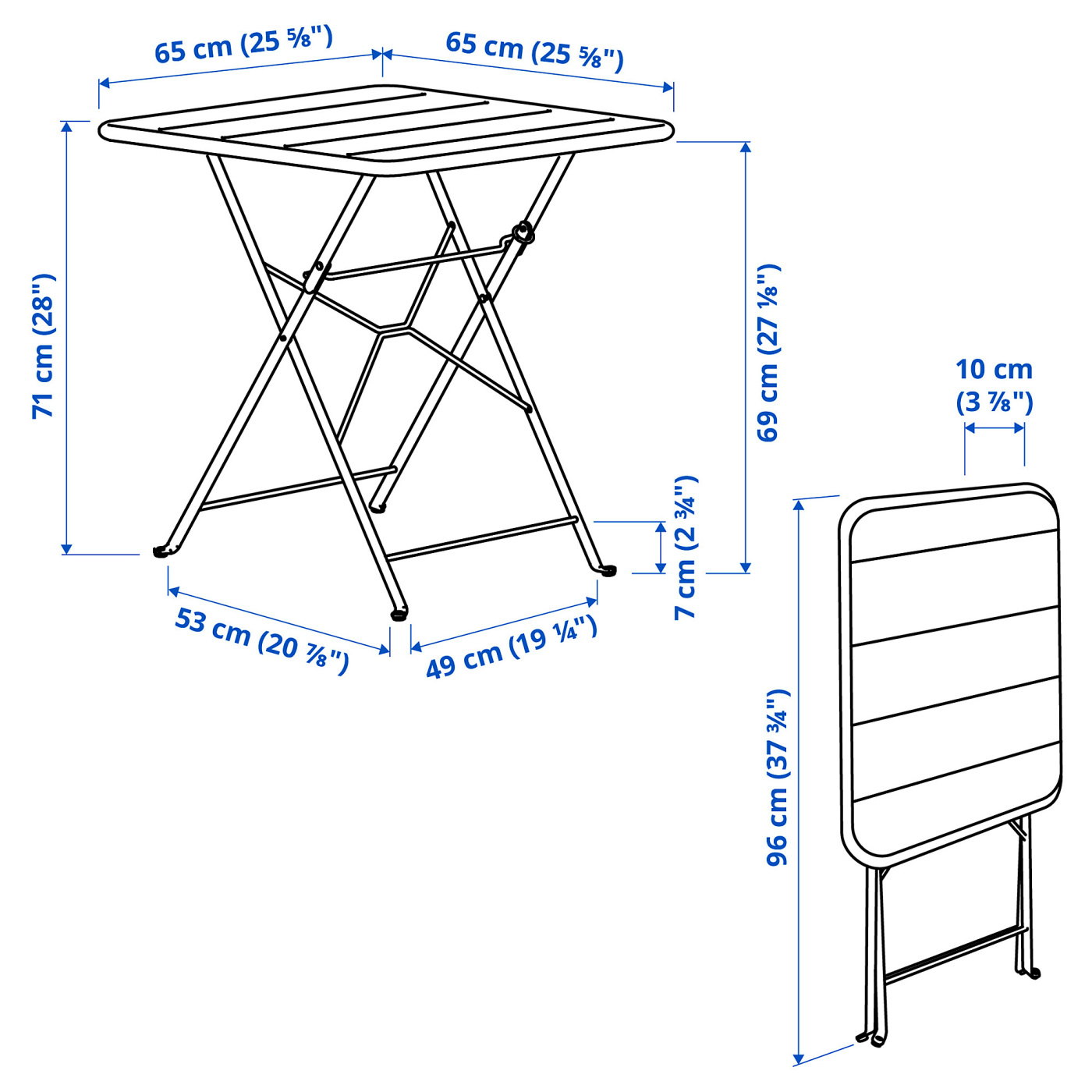 SUNDSÖ table and 2 folding chairs outdoor bright orange/bright