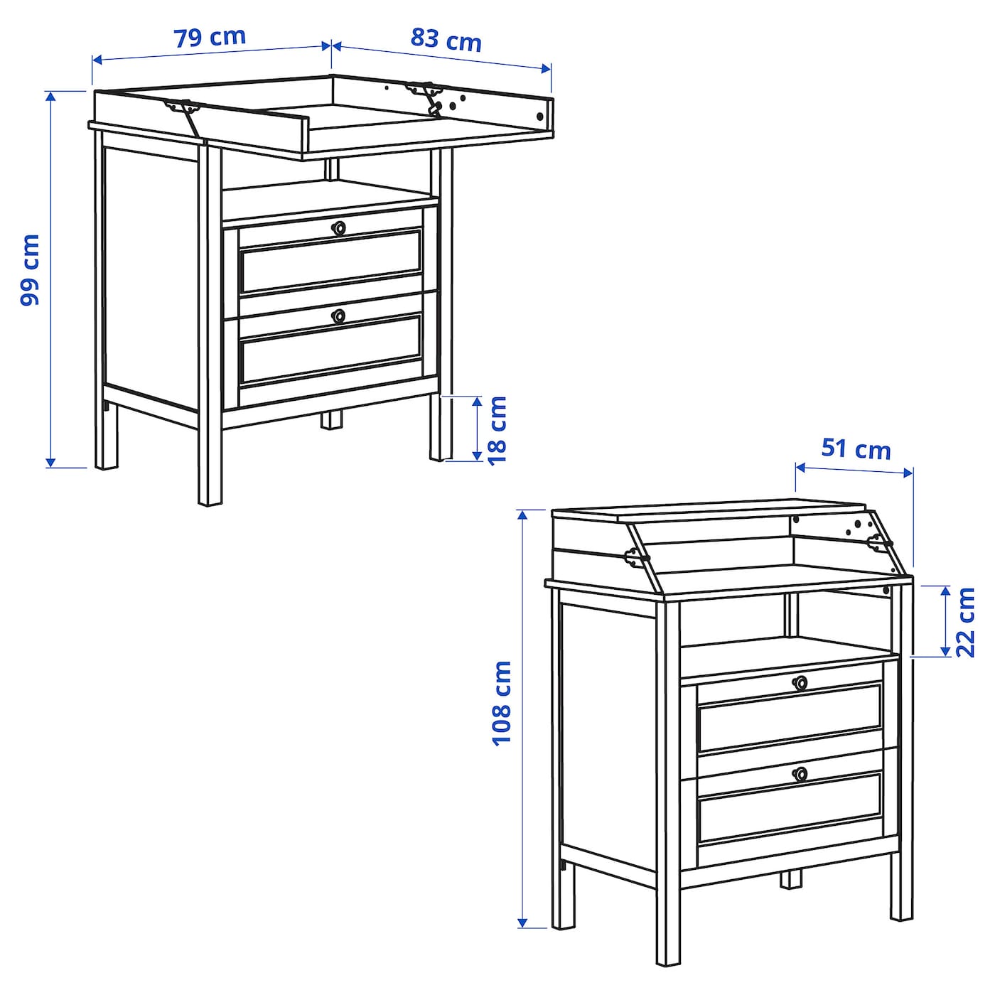 SUNDVIK changing table chest of drawers white IKEA