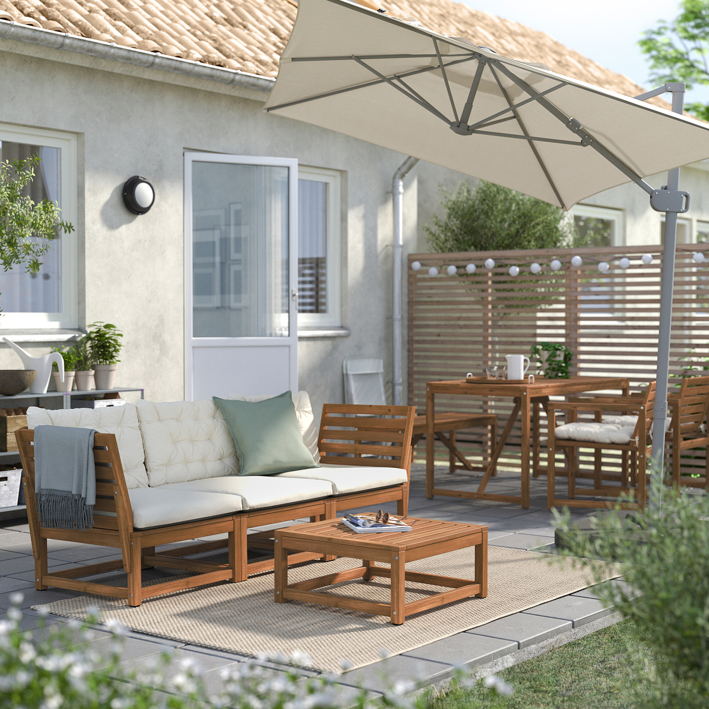SVALÖN parasol, hanging light grey-beige - IKEA