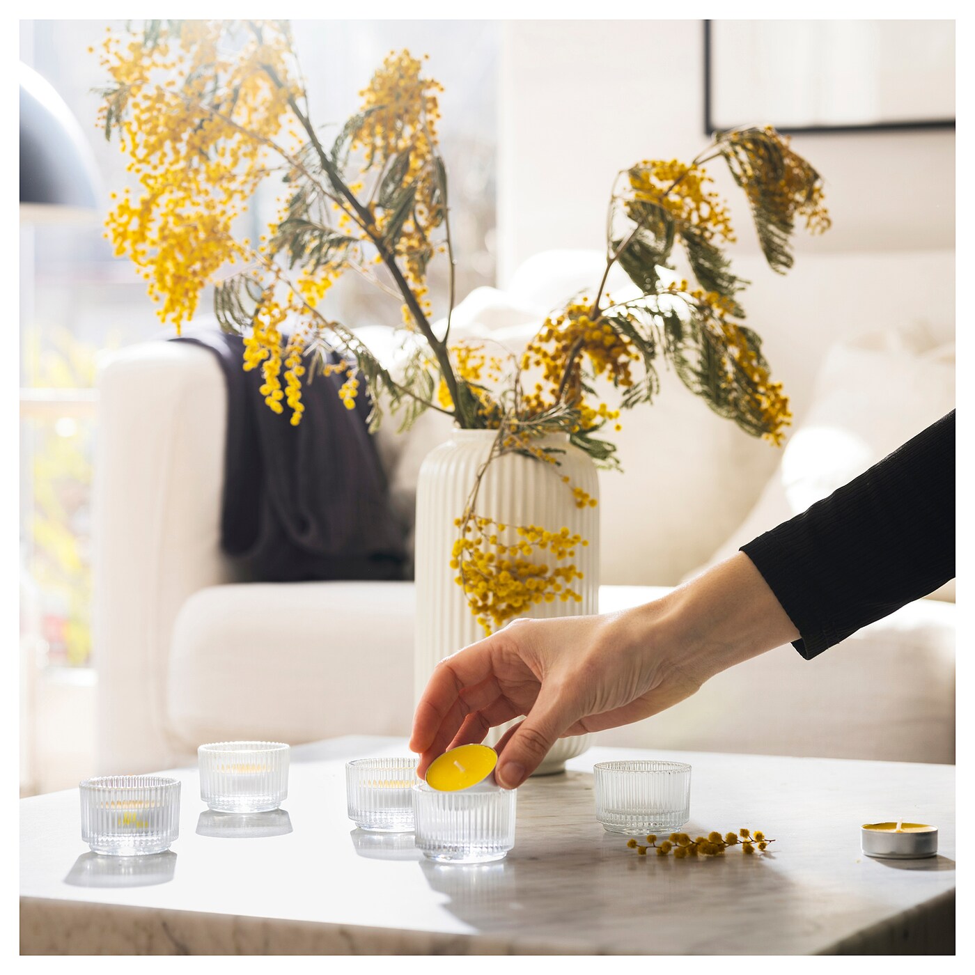 SVARTOXBÄR scented tealight Mimosa/yellow - IKEA