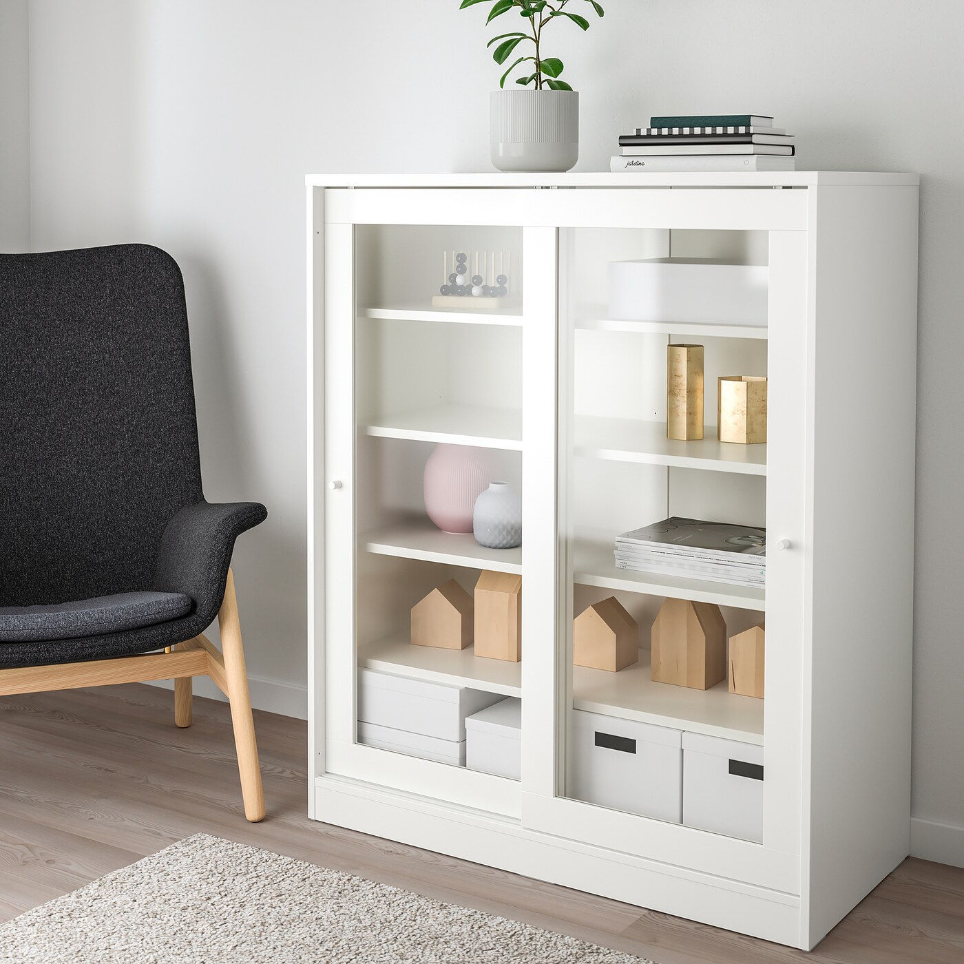 SYVDE cabinet with glass doors white - IKEA