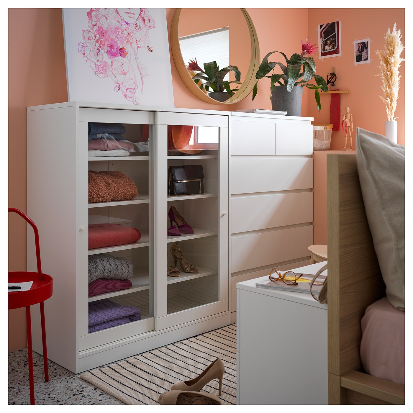 SYVDE cabinet with glass doors white - IKEA