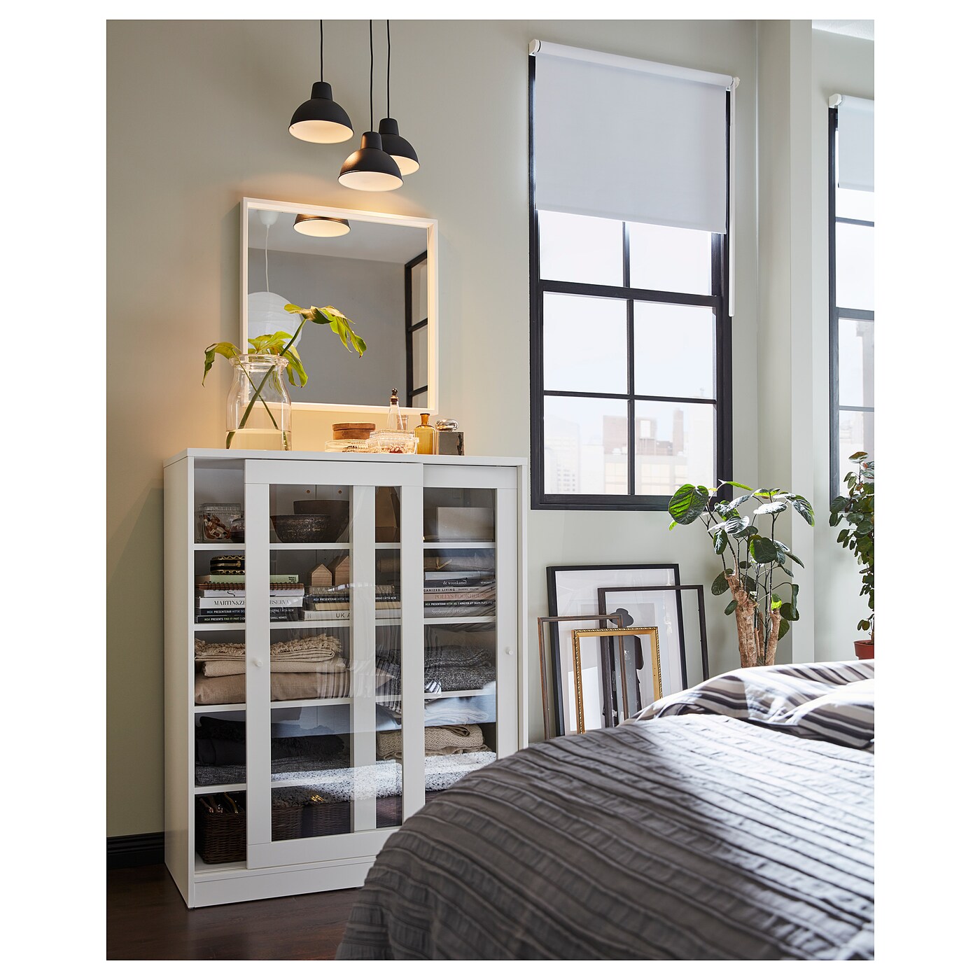 SYVDE cabinet with glass doors white - IKEA