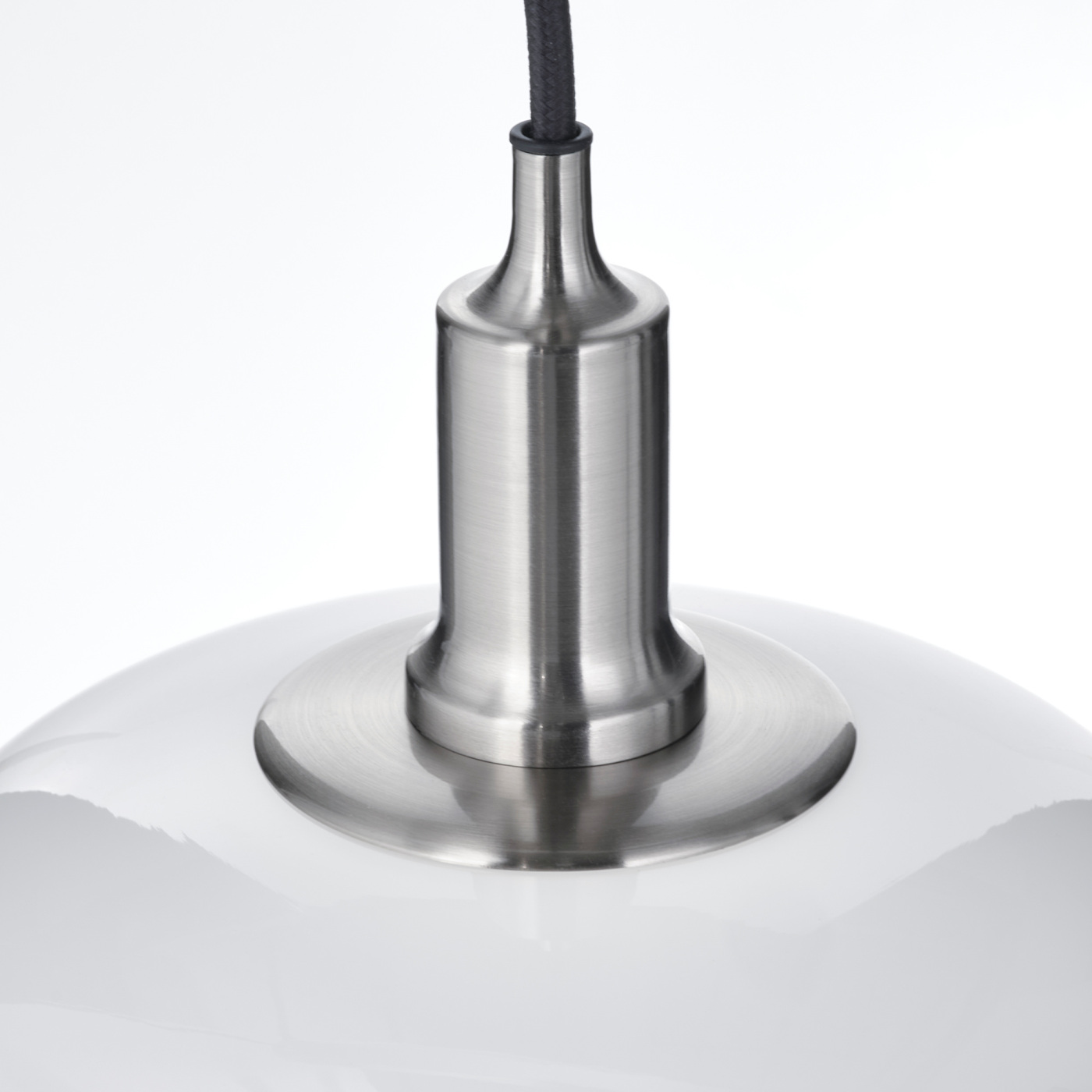 TÄLLBYN pendant lamp with 3 lamps nickel-plated/opal white glass