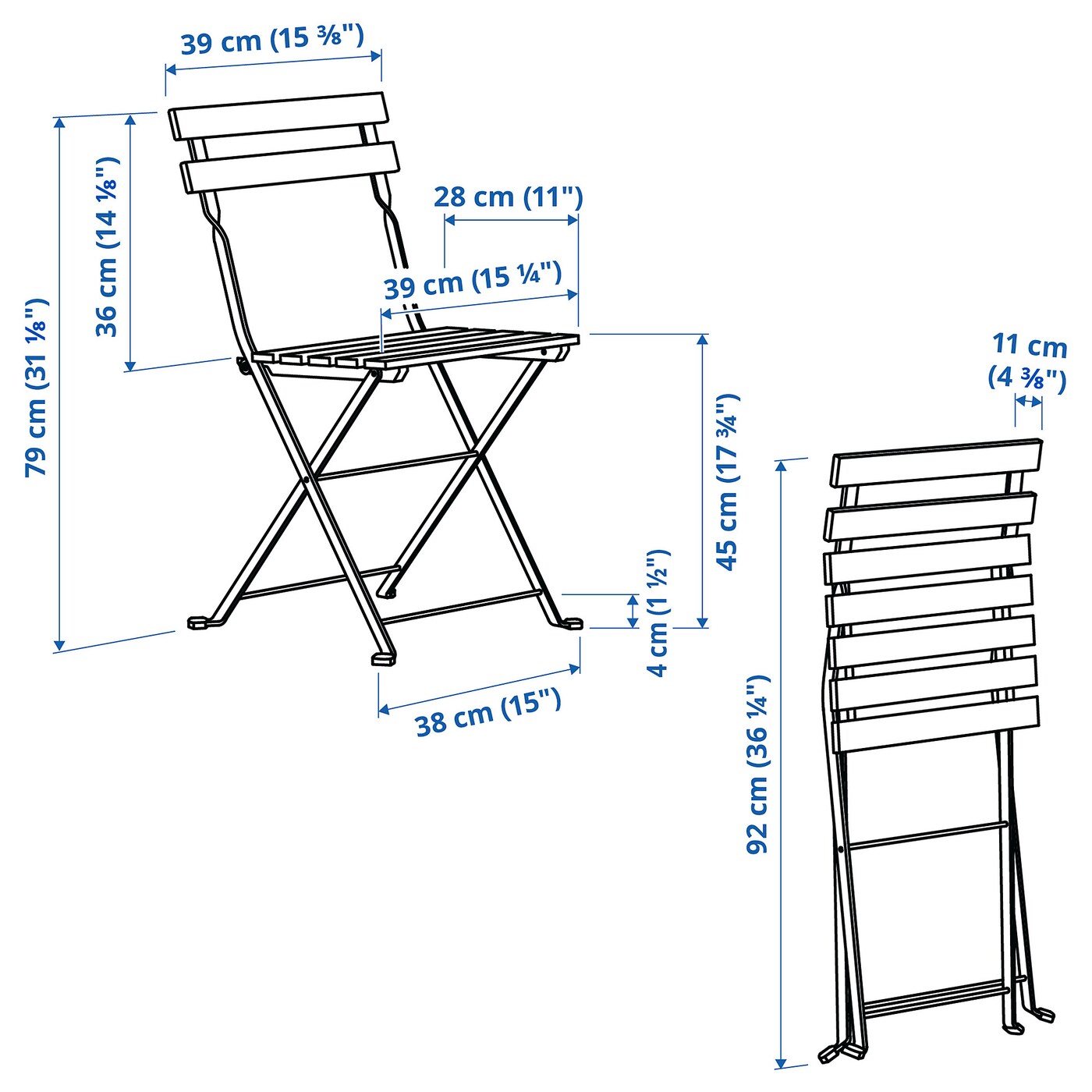 TÄRNÖ chair, outdoor foldable black/light brown stained - IKEA