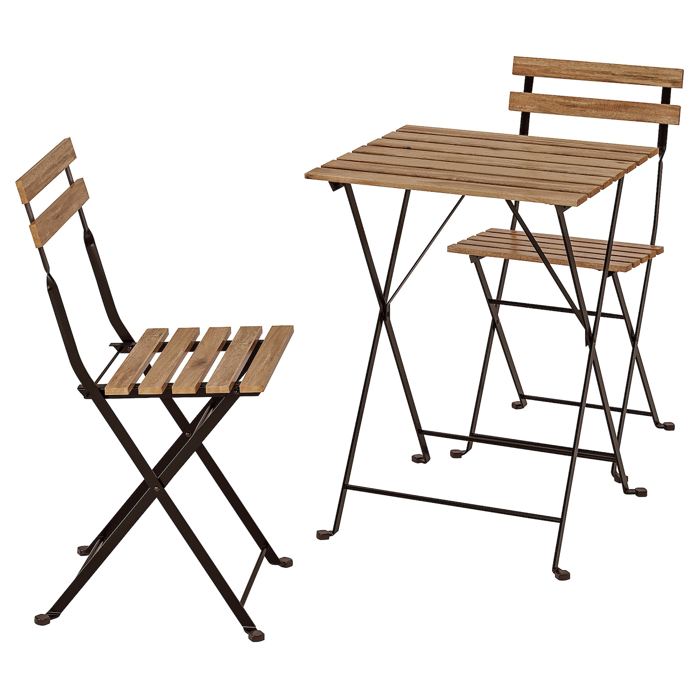 TARNO table 2 chairs outdoor black light brown stained IKEA