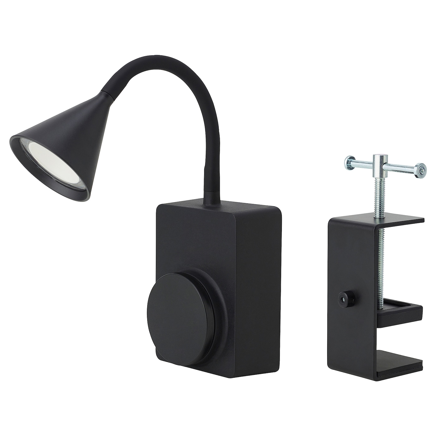 TAGVIRKE LED spotlight and clamp battery operated outdoor dimmable black IKEA