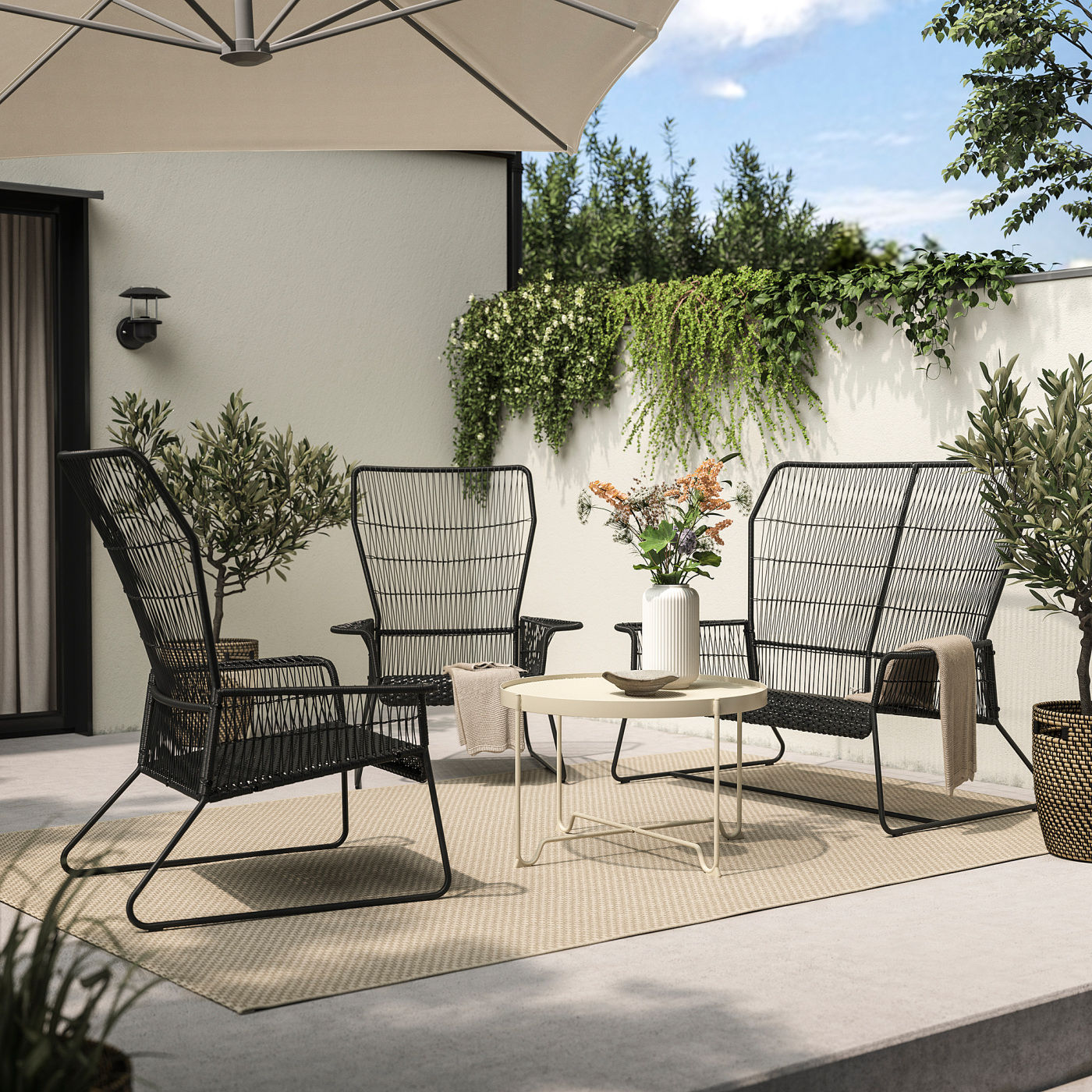 TALLSKÄR 4-seat, lounge set outdoor/anthracite - IKEA