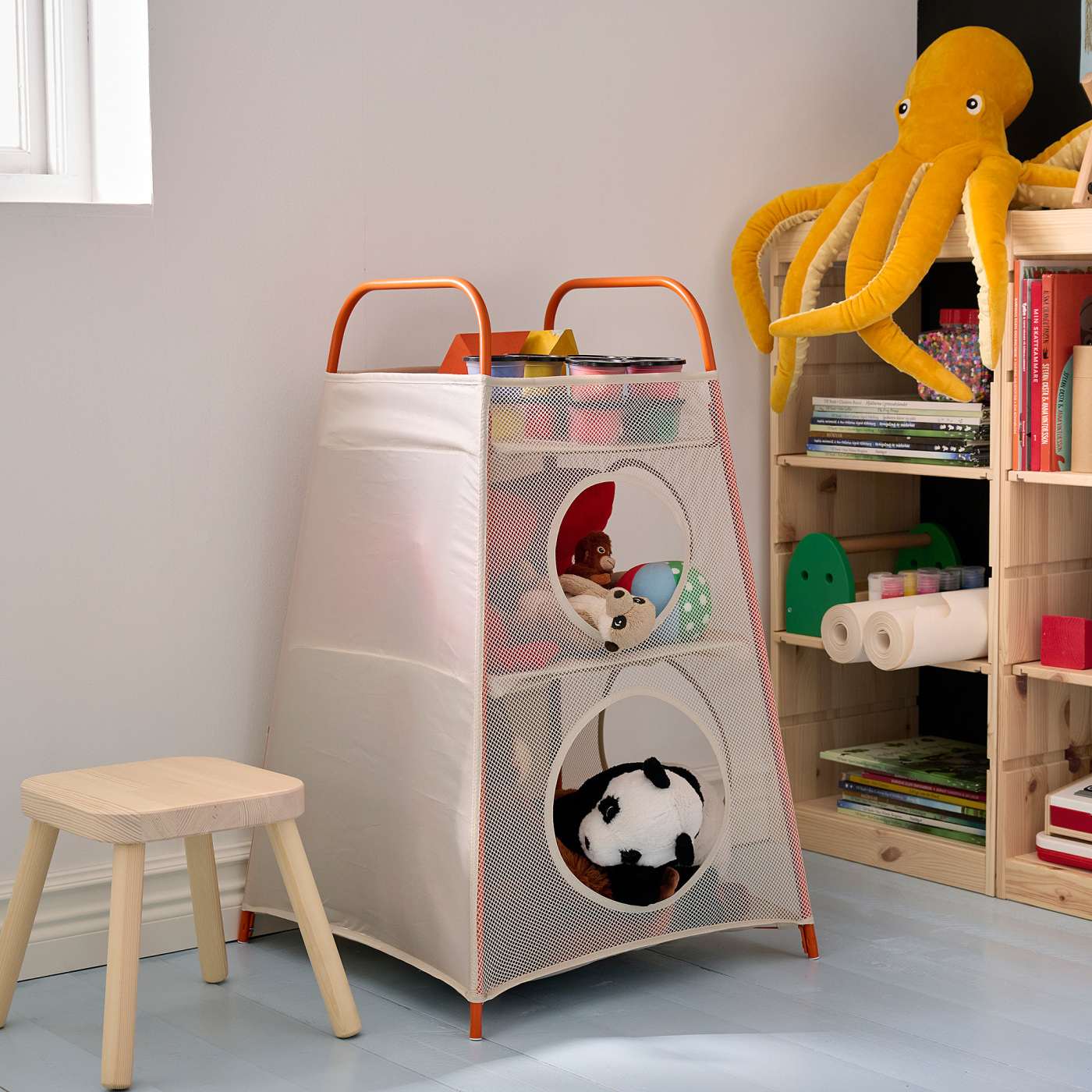 TIGERFINK storage with compartments beige/orange - IKEA
