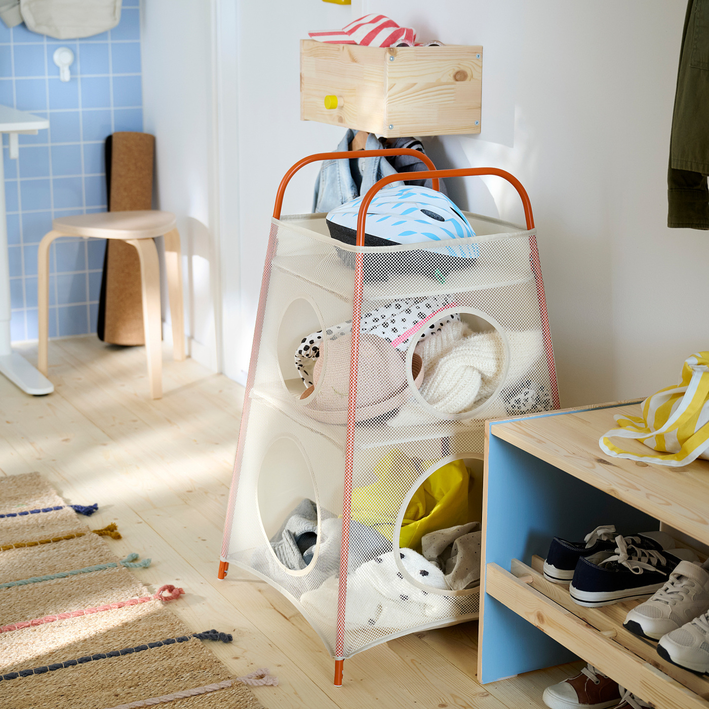 TIGERFINK storage with compartments beige/orange - IKEA