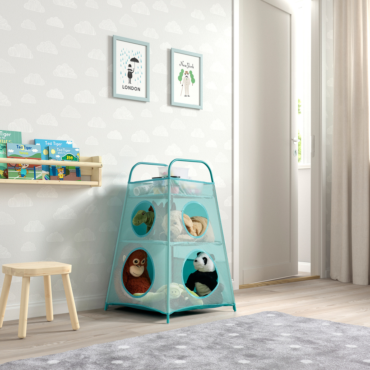 TIGERFINK storage with compartments turquoise - IKEA
