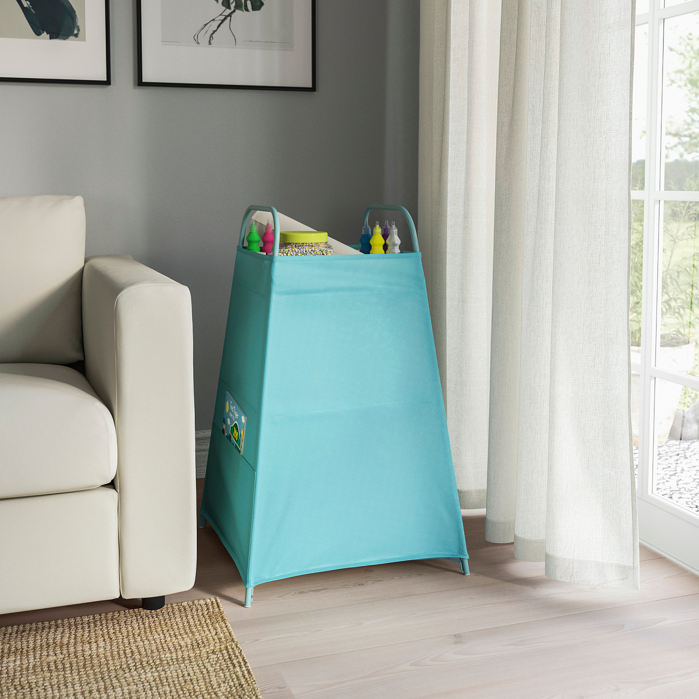 TIGERFINK storage with compartments turquoise - IKEA