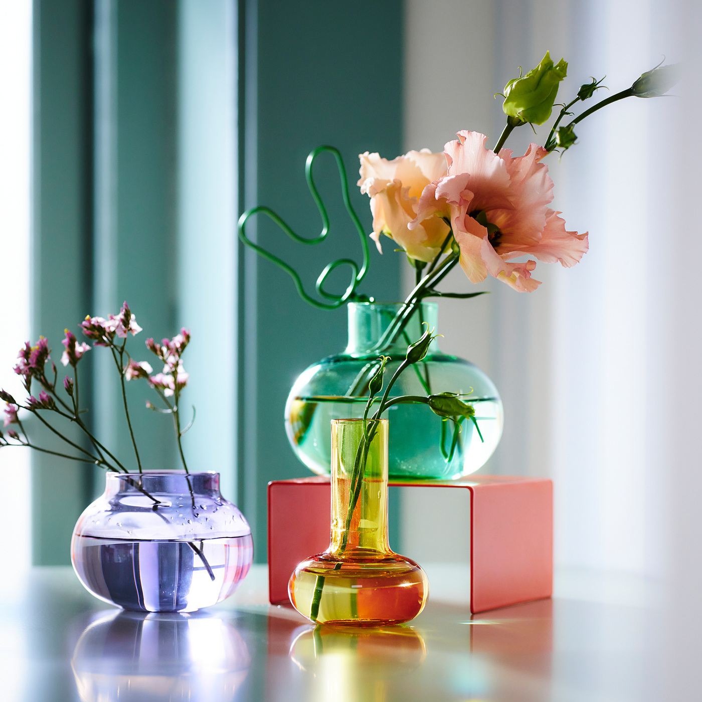 TJÄRLEK vase, set of 3 multicolour