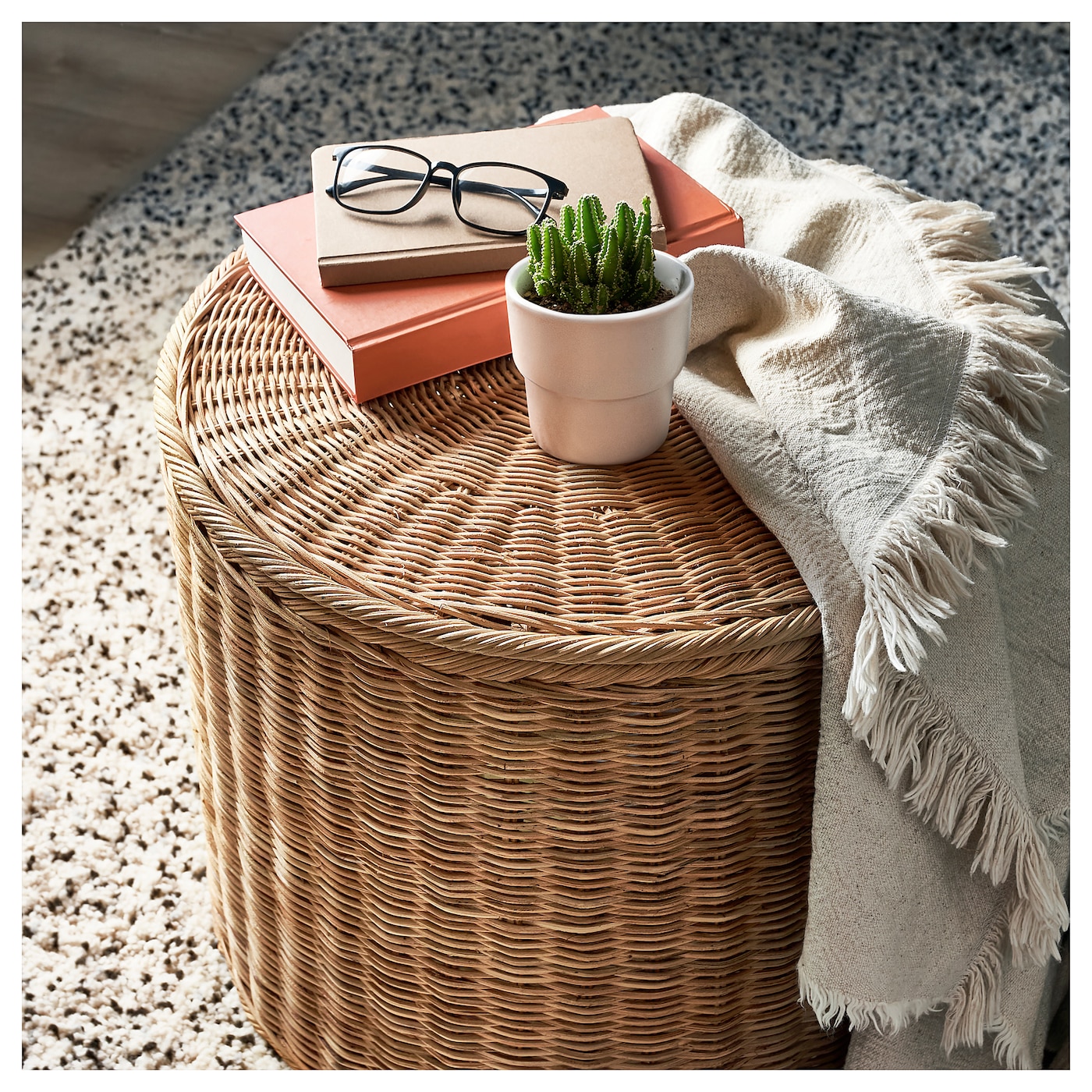TOLKNING pouffe with storage handmade rattan IKEA