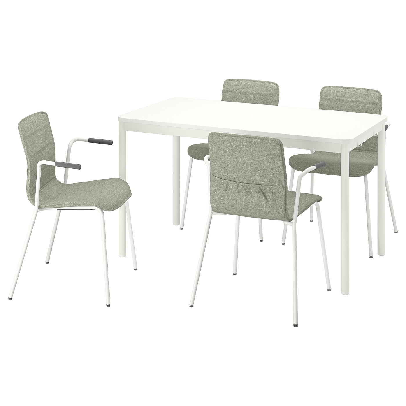 TOMMARYD / LÄKTARE conference table and chairs white/light green