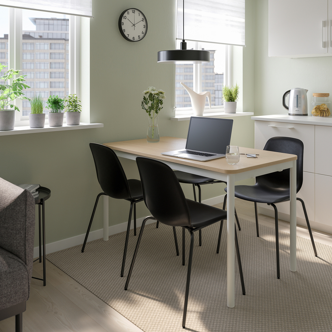 TOMMARYD / LIDÅS table and 4 chairs anthracite anthracite/black