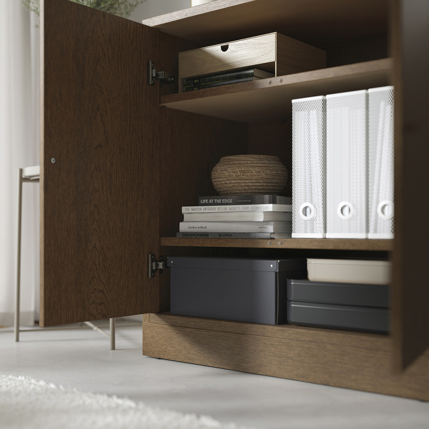 TONSTAD cabinet with doors brown stained oak veneer - IKEA