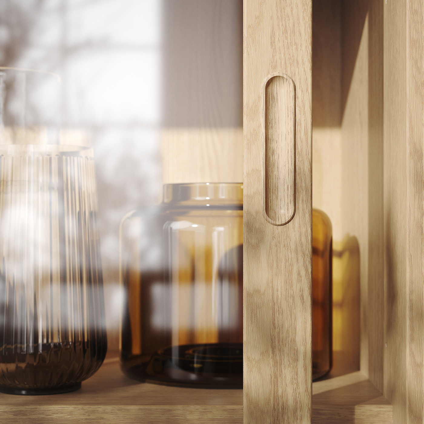 TONSTAD cabinet with sliding glass doors oak veneer - IKEA