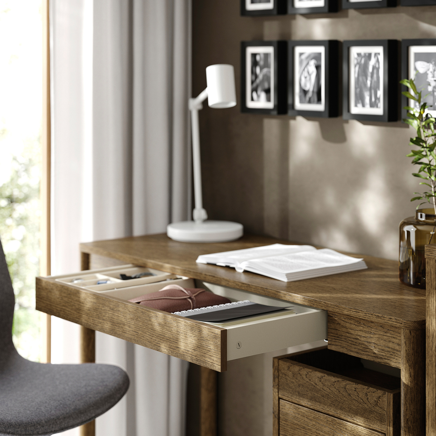 【cotton100】WANTKEY STG TABLE DECK2 TONSTAD desk brown stained oak veneer - IKEA