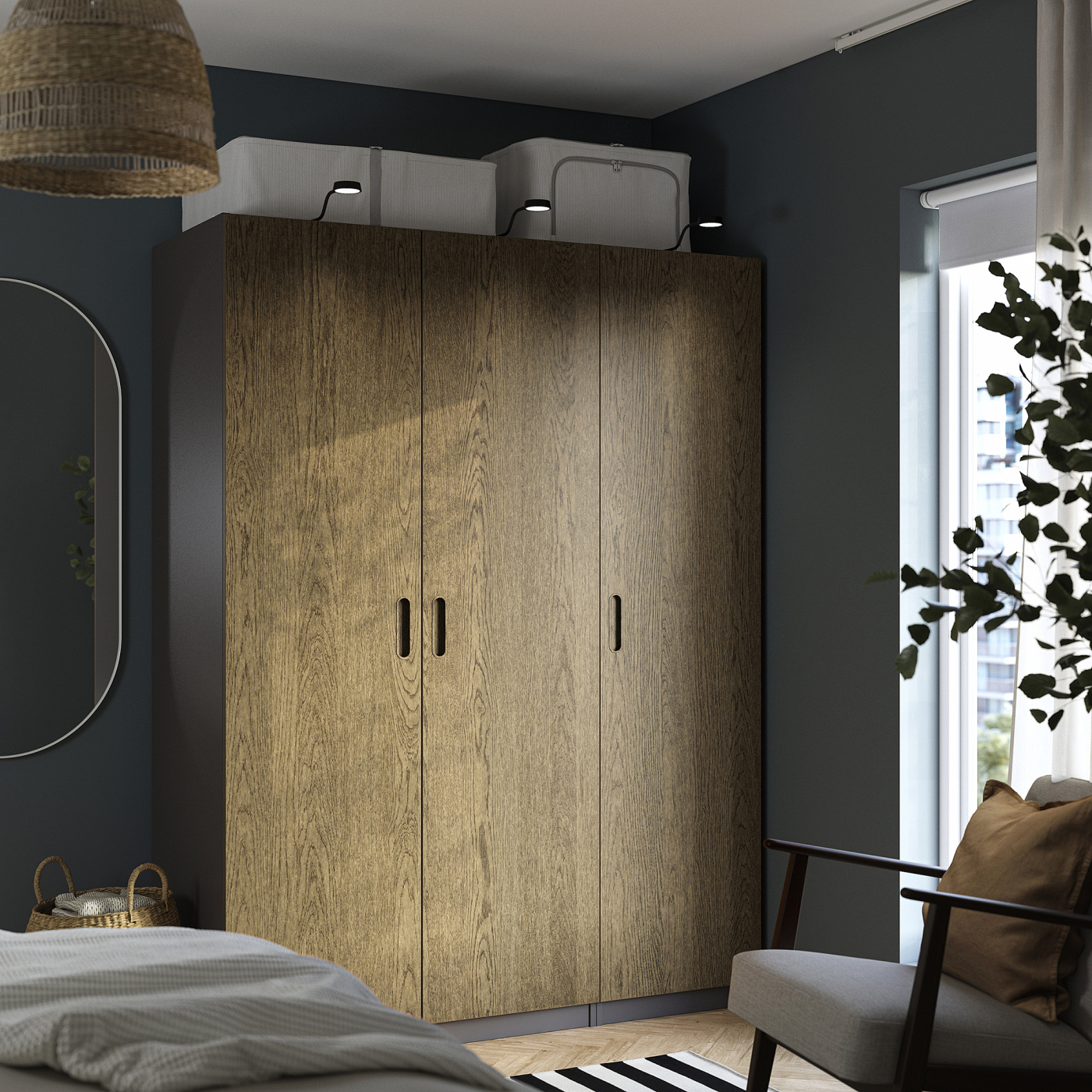 TONSTAD door with hinges brown/stained oak veneer - IKEA