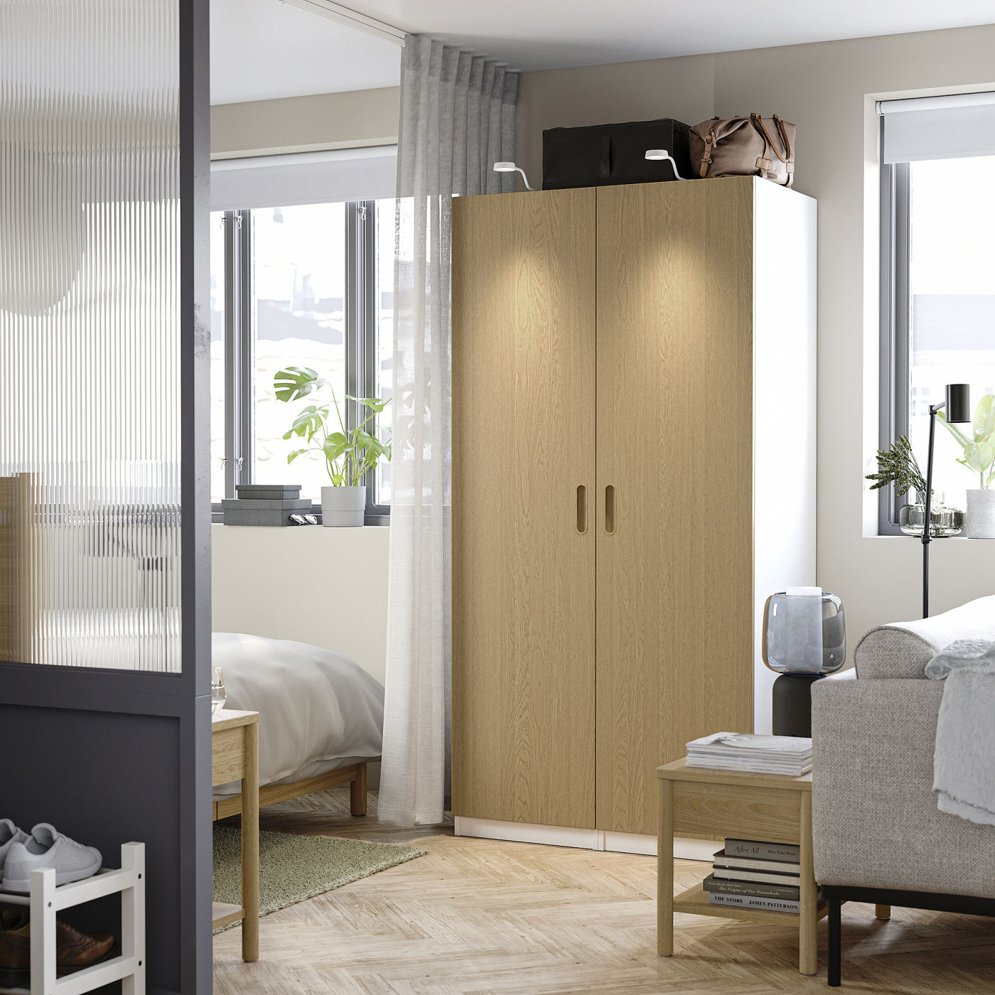 TONSTAD door with hinges oak veneer - IKEA