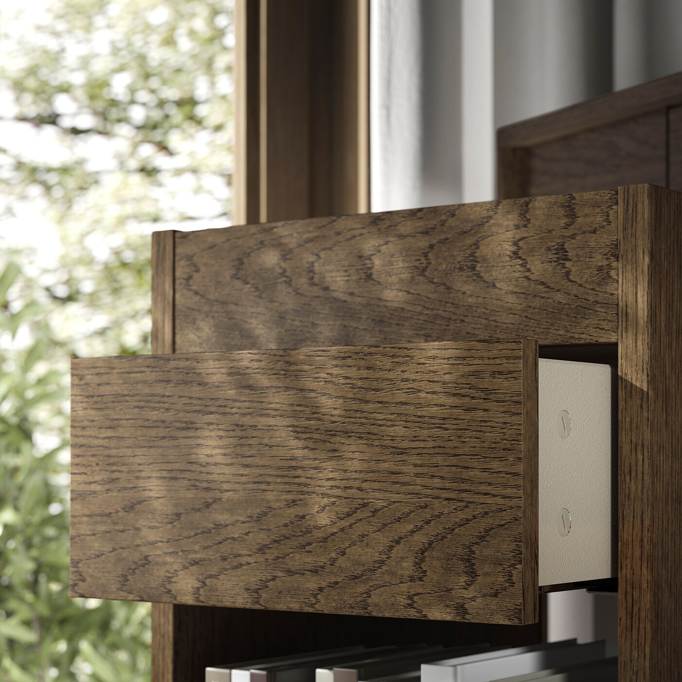 TONSTAD drawer unit on castors brown stained oak veneer - IKEA