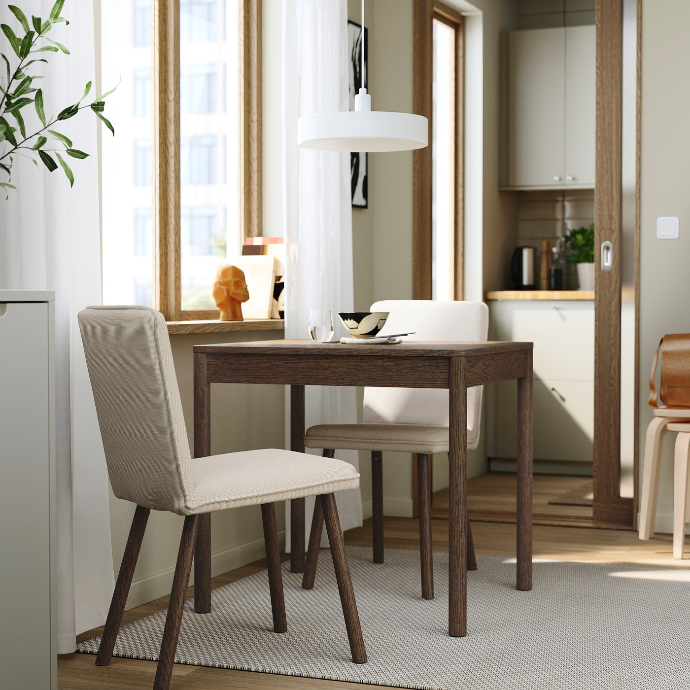 TONSTAD extendable table brown stained oak veneer - IKEA