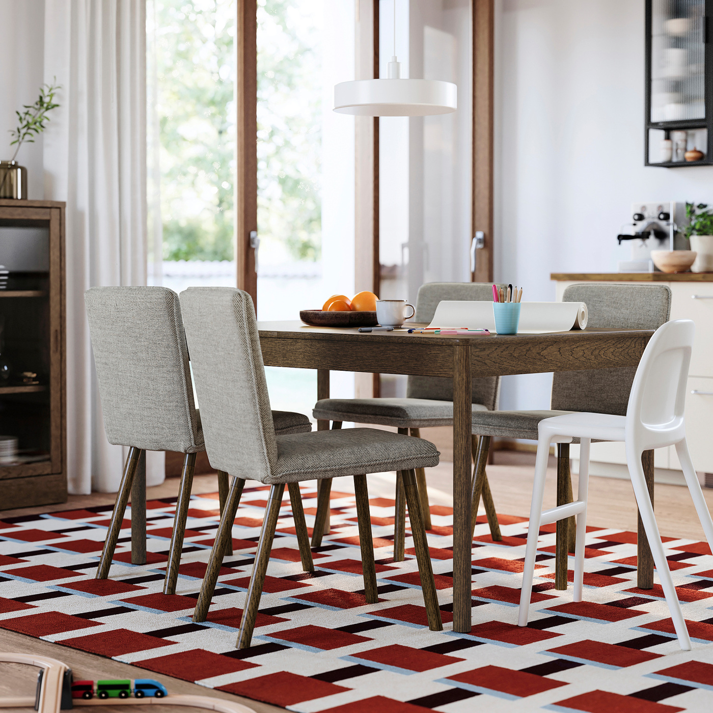 TONSTAD extendable table brown stained oak veneer - IKEA