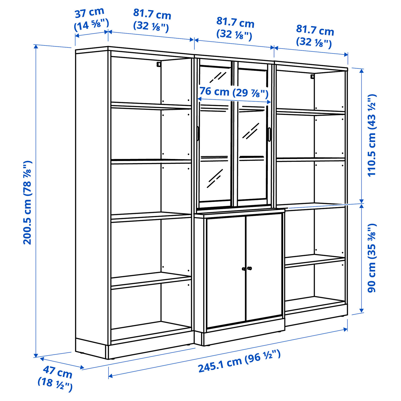 TONSTAD storage comb w sliding glass doors oak veneer/clear glass