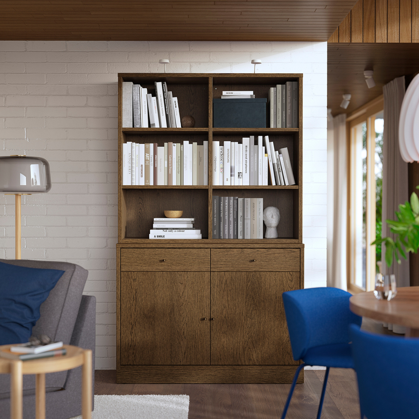 TONSTAD storage combination brown stained oak veneer - IKEA