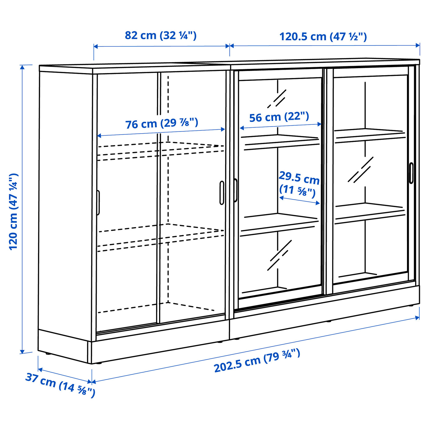 TONSTAD storage combination w sliding doors brown stained oak