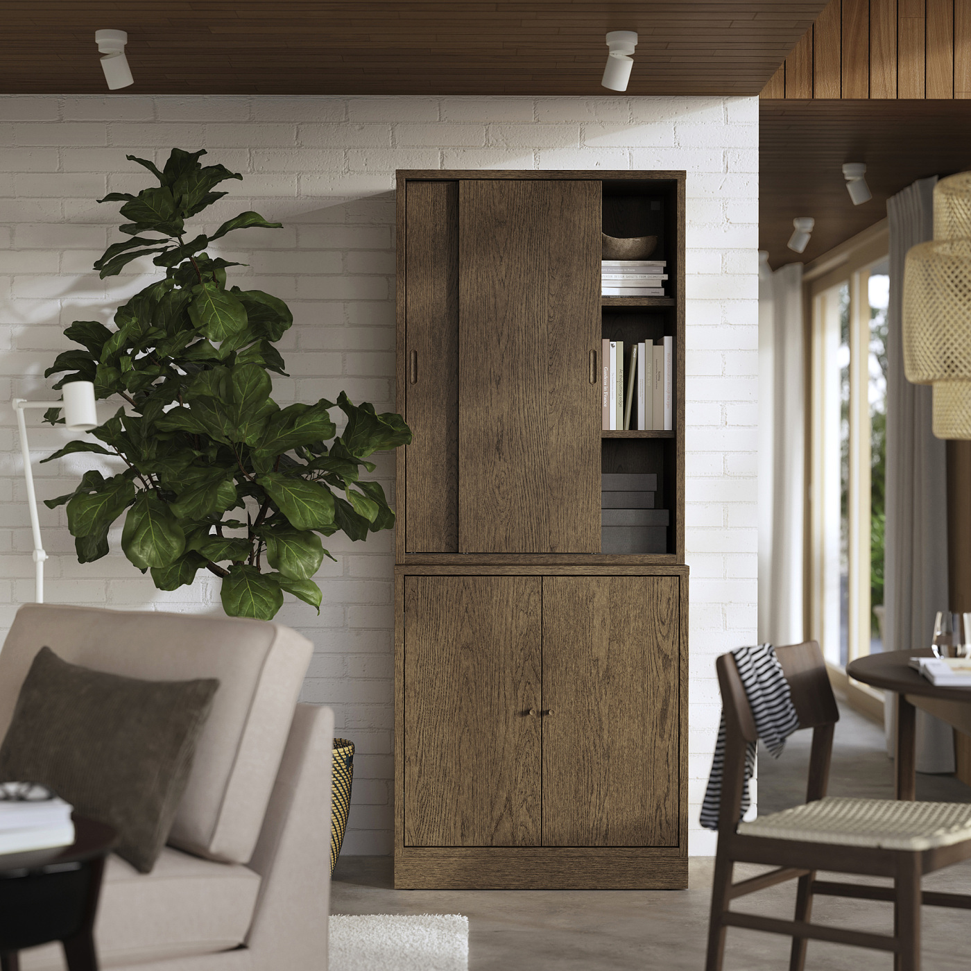 家具 ssssssk TONSTAD storage combination w sliding doors brown stained oak