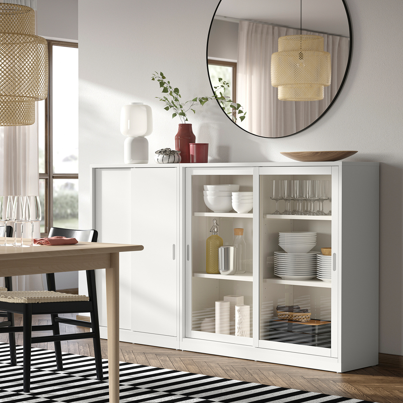 TONSTAD storage combination w sliding doors off-white/clear glass TONSTAD storage combination w sliding doors off-white/clear glass