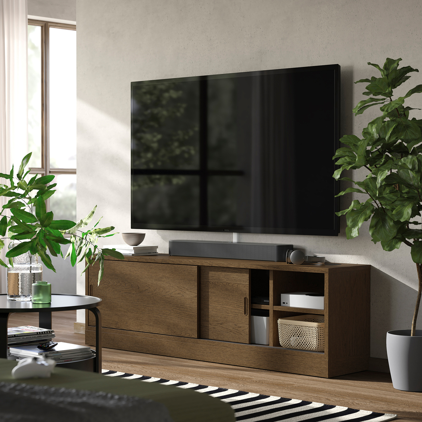 TONSTAD TV bench brown stained oak veneer - IKEA
