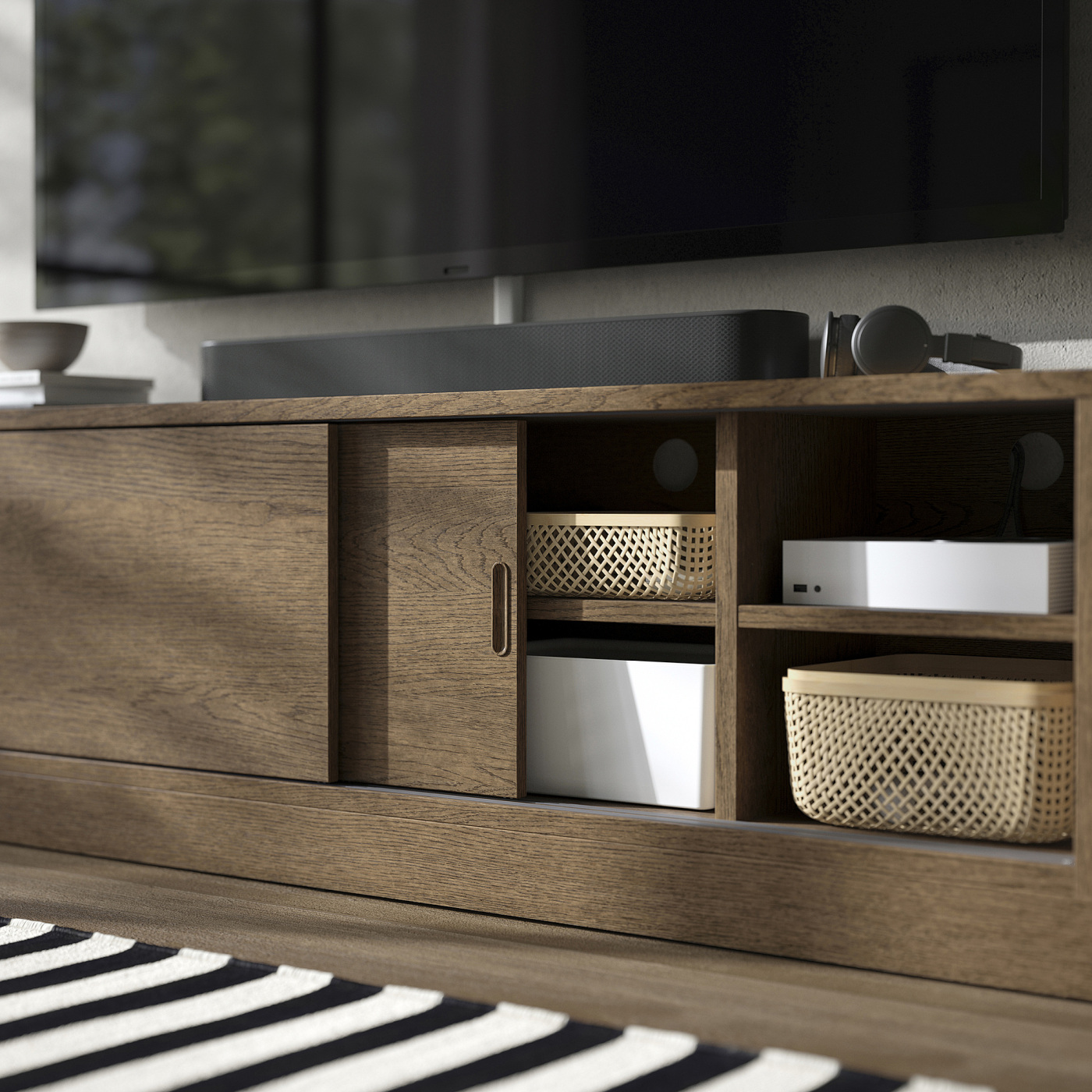 TONSTAD TV bench brown stained oak veneer - IKEA