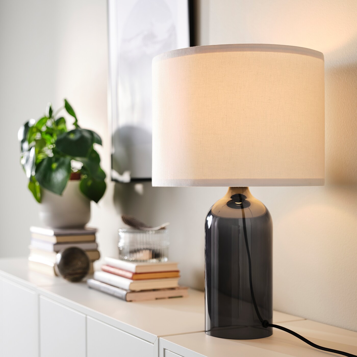 TONVIS table lamp smoked glass/white - IKEA