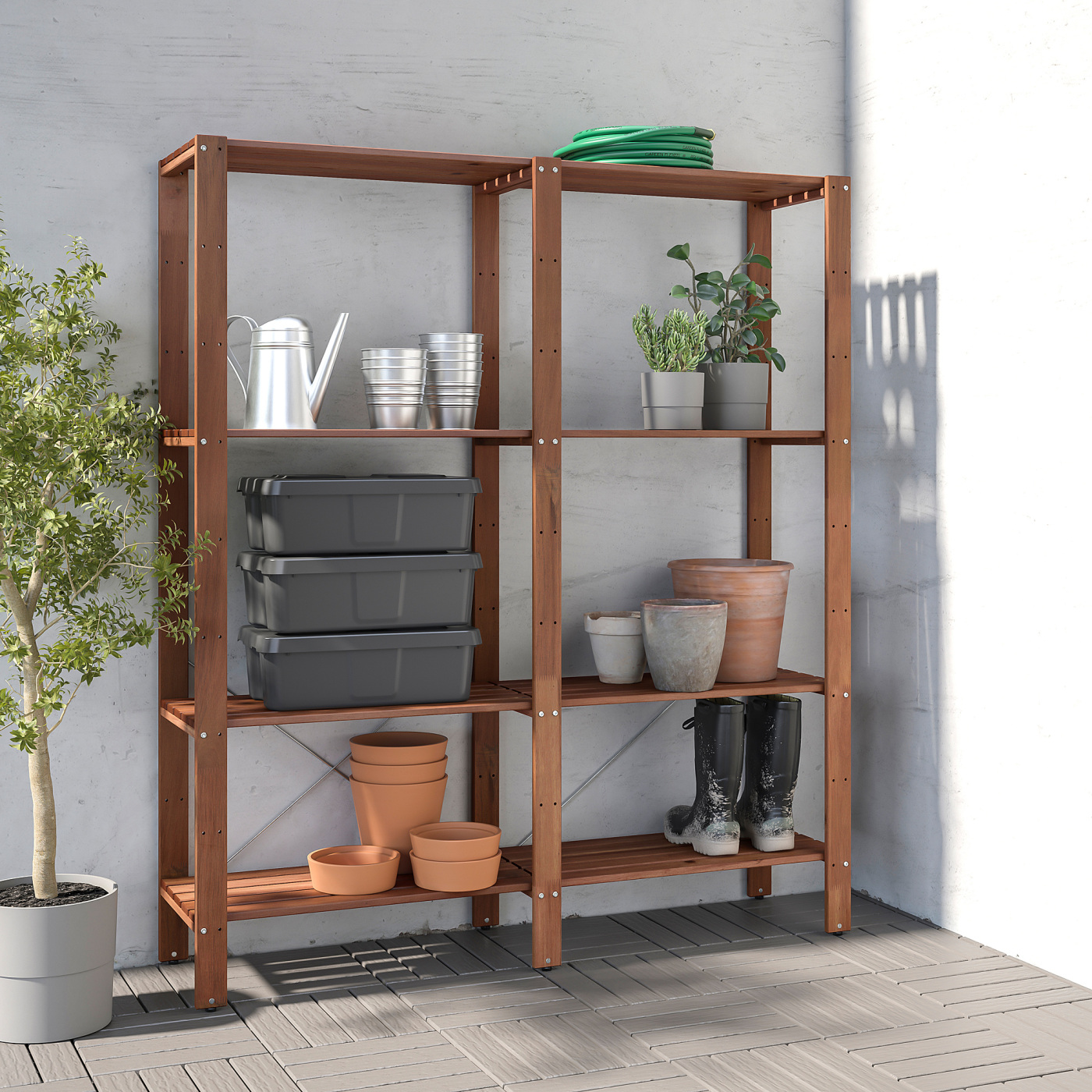 TORDH shelving unit, outdoor brown stained - IKEA