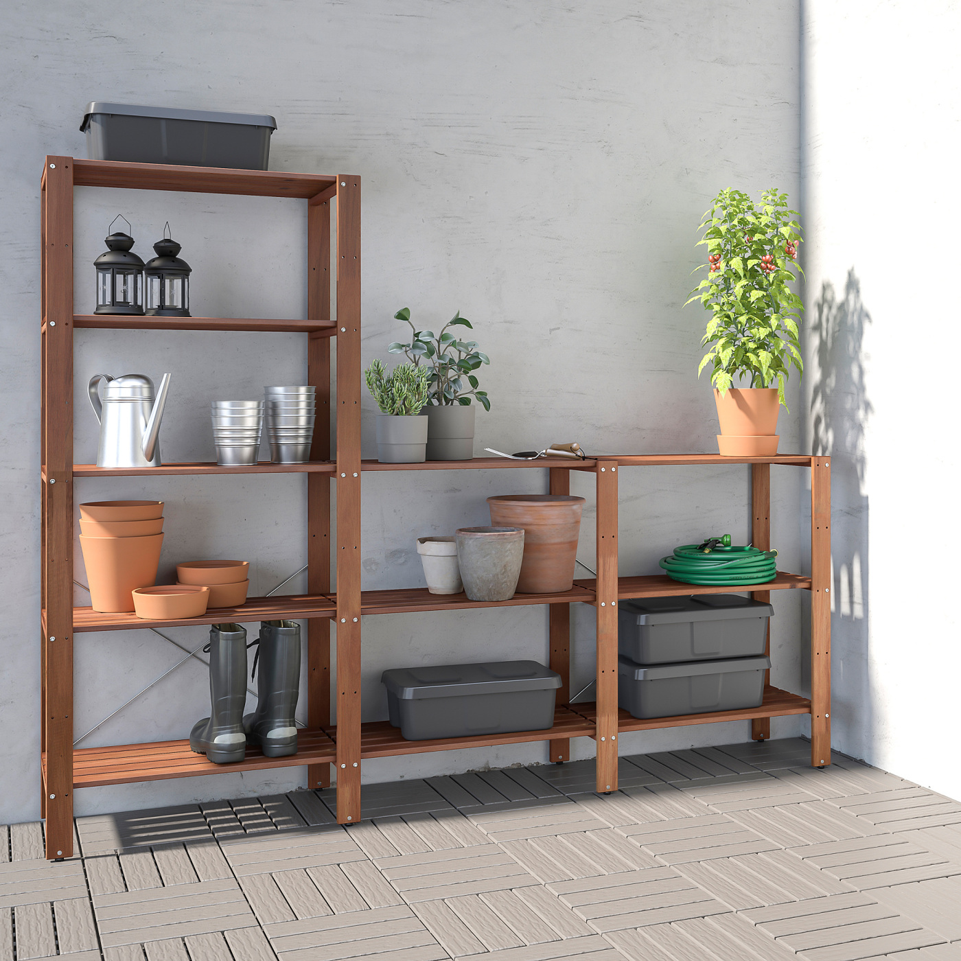 TORDH shelving unit, outdoor brown stained - IKEA