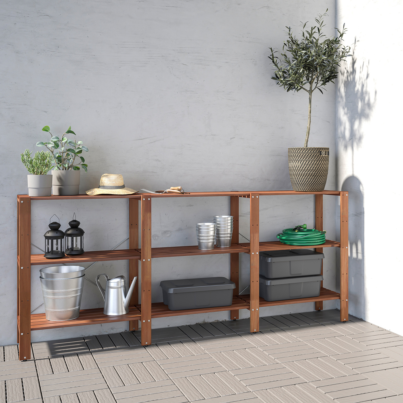 TORDH shelving unit, outdoor brown stained - IKEA