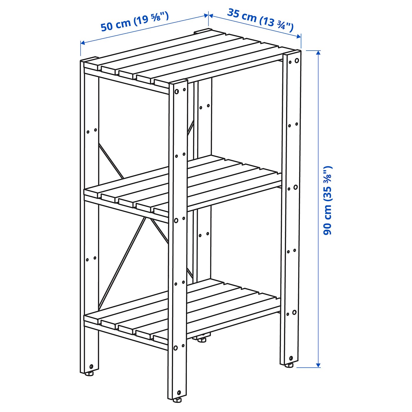 TORDH shelving unit, outdoor brown stained - IKEA