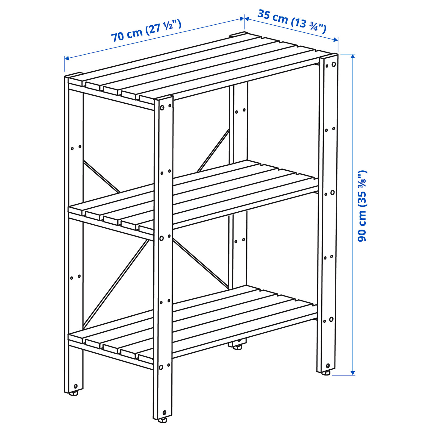TORDH shelving unit, outdoor brown stained - IKEA