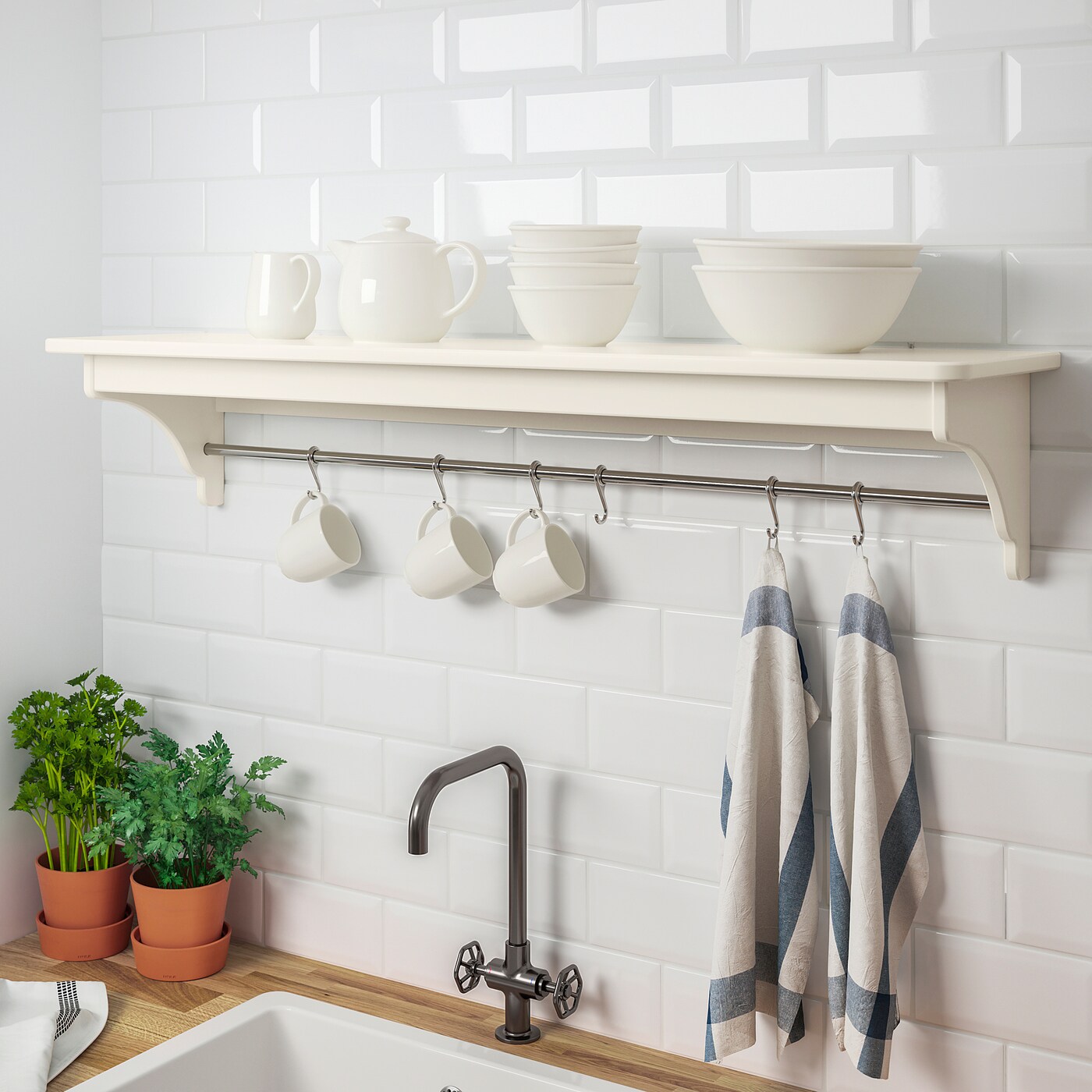 TORNVIKEN Kitchen island, off-white, oak, Width: 28 3/8